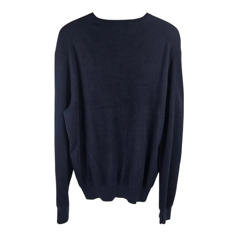 Polo Ralph Lauren Sweater V-Neck Pima Cotton Navy Blue XL Mens Pullover Pony Y2K